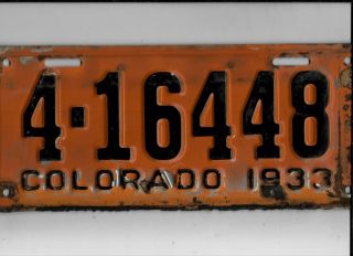 Colorado Passenger 1933 License Plate " 4 - 16448 "