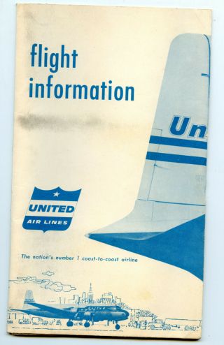 United Air Lines Flight Information Packet 1956 Dc - 7 Mainliner Airplane