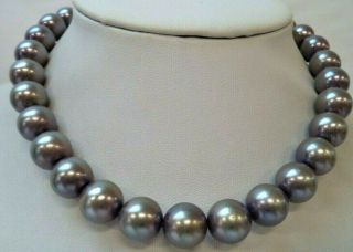 Stunning Vintage Estate Gray Beaded 15 " Necklace 2666a