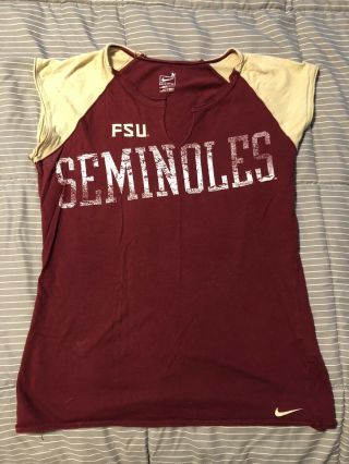 Florida State University Fsu Seminoles Noles Nike Womens V - Neck T - Shirt Medium