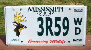 Mississippi Wildlife Deer License Plate Buck Hunting 3r59wd