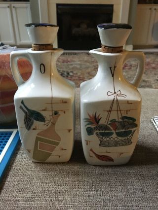 Patio Hand Painted Oil & Vinegar Vintage Retro Set 6 Inches Tall