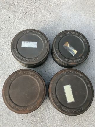 4 Vintage Eastman Kodak Company Film Metal Canisters - (2 Sizes)