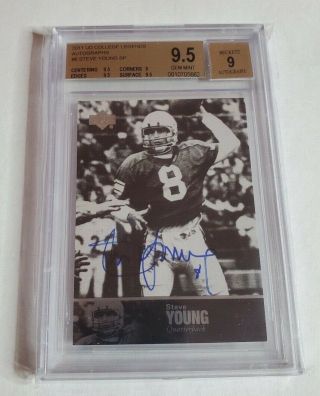 Steve Young - 2011 Ud College Legends - Autograph - Ssp - Bgs 9.  5/9 - Byu -