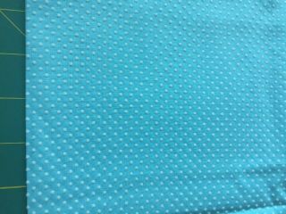 Vintage 1y 21 " Light Blue Flocked Dotted Fabric - Cotton Like With White Dots