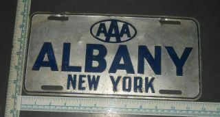 Vintage Aaa Auto Club Booster Vanity License Plate Albany York