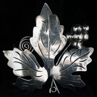 Vintage Designer Fp Taxco Sterling Silver Leaf Brooch