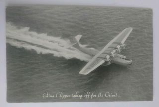 The Pan - American Usa - China Clipper Taking Off For The Orient Postcard Vintage Pc