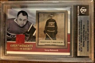 2002 - 03 Bap Ultimate Memorabilia Great Moments In Hockey George Hainsworth 1/20