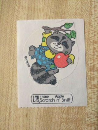 Vintage 80s Large Trend Raccoon Apple Scratch - And - Sniff Sticker