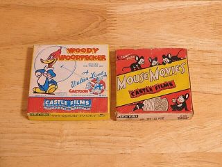 Vtg Castle Films Woody Woodpecker & Mouse Movies 8mm Film