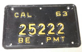 1963 California Be Permit License Plate