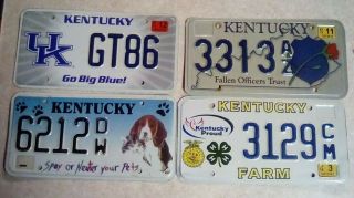 Licence Plate Bulk - Kentucky - Farm,  Pets,  Fallen Officers And University Of Ky.
