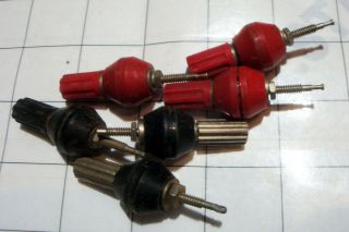 Vintage Audio Electronics Speaker Parts Red Black Terminals 6x / 3 Pair Contacts