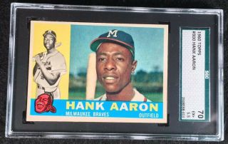 1960 Topps Hank Aaron Milwaukee Braves 300 Baseball Card Graded Sgc 70=psa 5.  5