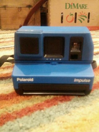 Polaroid Impulse Instant Camera Blue 600 Film Vtg
