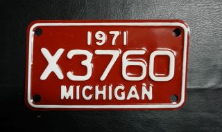 1971 Michigan Motorcycle License Plate - /original Packaging