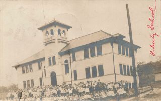 Vintage 1908 Rppc Vanderbilt Pa Liberty School Students & Teachers Out Front