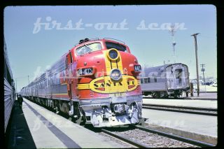 Slide - Atsf Santa Fe 44c Warbonnet Passenger Scene 1970