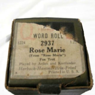 Vintage Qrs Player Piano Word Roll Rose Marie 2937 Fox Trot