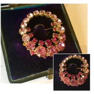Vintage Jewellery Stunning Pink Rhinestone Crystal Dress Brooch Pin