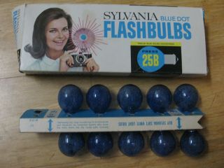 Vintage Sylvania Blue Dot Flashbulbs Press 25b Box 10 Blue Bulbs