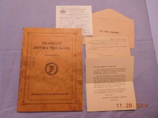 1929 Franklin Instruction Book One - Thirty Franklin Automobile Company