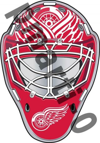Detroit Red Wings Front Goalie Mask Vinyl Decal / Sticker 5 Sizes