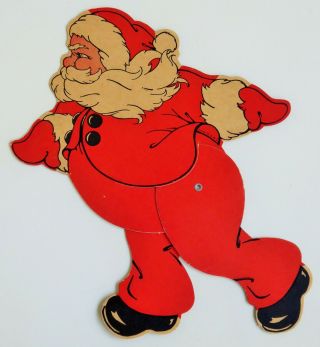 Vintage Christmas Santa Claus Cardboard Beistle Decoration 11 1/4 "