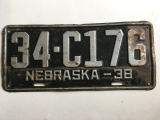 1938 Nebraska Commercial Truck License Plate All Paint Fillmore County