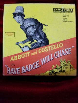 Vintage Abbott & Costello " Have Badge,  Will Chase " 8mm Film No.  850 Castle Films