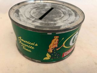 Vintage Chicken Of The Sea Tuna Fish Can Tin Bank Advertising Fishing Cabin Deco 2