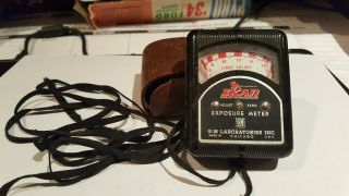 Vintage Skan Exposure Meter With Leather Case And Lanyard