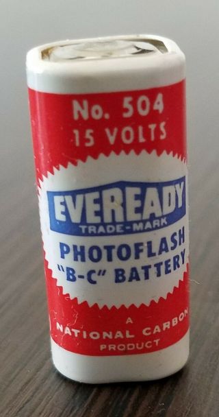 Vintage Eveready No.  504 National Carbide 15v Photoflash " B - C " Battery
