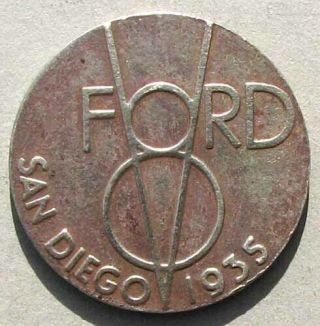 Rare 1935 Ford V - 8 San Diego Exposition Token Or Medal L@@k F360
