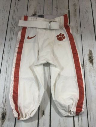 Nike Clemson Tigers Football Pants Adult L White Game Worn Team Issued 34