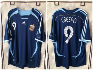 Argentina 2006/07 Away International Soccer Jersey Xl Hernan Crespo 9 Adidas