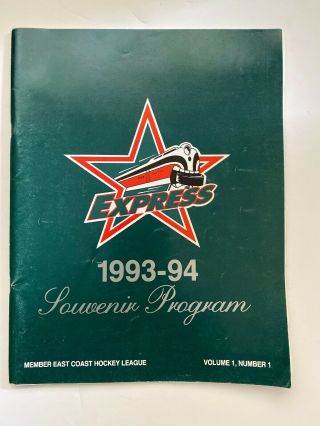 Roanoke Express Vintage 1993 - 94 East Coast Hockey League Program
