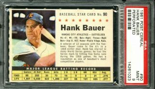 1961 Post Cereal Baseball 90 Hank Bauer Athletics Perforated Psa 9 - Sweet