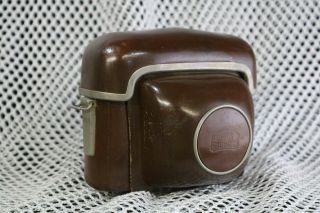 Vintage Zeiss Ikon Brown Hard Leather Camera Case 207524 For Tenax