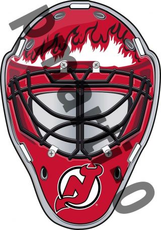 Jersey Devils Front Goalie Mask Vinyl Decal / Sticker 5 Sizes