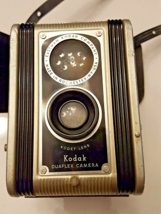 Vintage Kodak Duaflex Box Camera W Kodet Lens With Cover And Strap