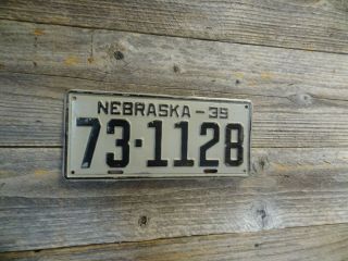 1939 Nebraska License Plate All Paint Low Number License Plate