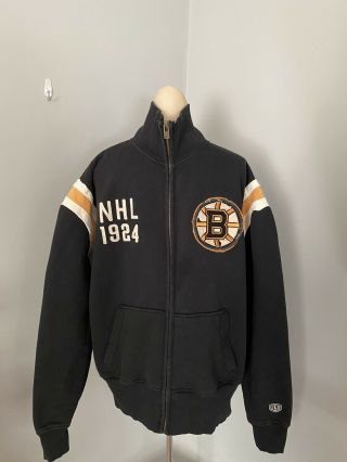 Old Time Hockey Boston Bruins Nhl Size Large Stitched Zippered Sweatshirt