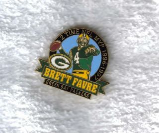 Green Bay Packers Brett Favre Two Time Mvp Nfl Pin 1996 - 1997