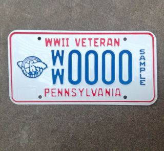Pennsylvania - " World War Ii Veteran " - Wwii - Sample License Plate