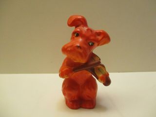 Vintage Porcelain Skye Terrier Dog Playing Violin Figurine Made In Japan