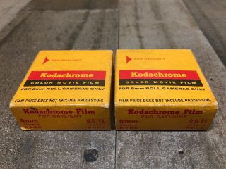 2 Packs Kodak Kodachrome 8mm Double Daylight 25 Movie Film In Boxes