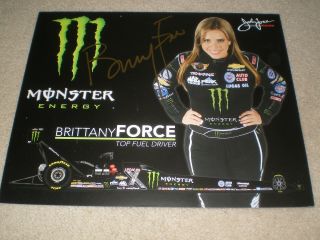 Signed 2015 Brittany Force " Monster " Nhra Top Fuel Drag Racing Series Postcard
