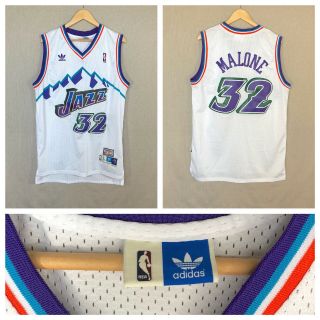 Adidas Hardwood Classics Mens Utah Jazz Karl Malone 32 Basketball Jersey Size L